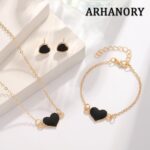 ARHANORY Ladies Charm Necklace Bracelets Set Heart Decor Chain for Woman Lovely Jewelry
